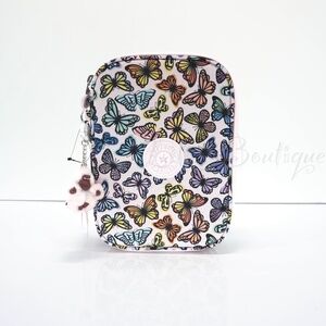 Kipling 100 Pens Case Pencil Accessory Box Polyester AC7252 Butterfly Day Multi